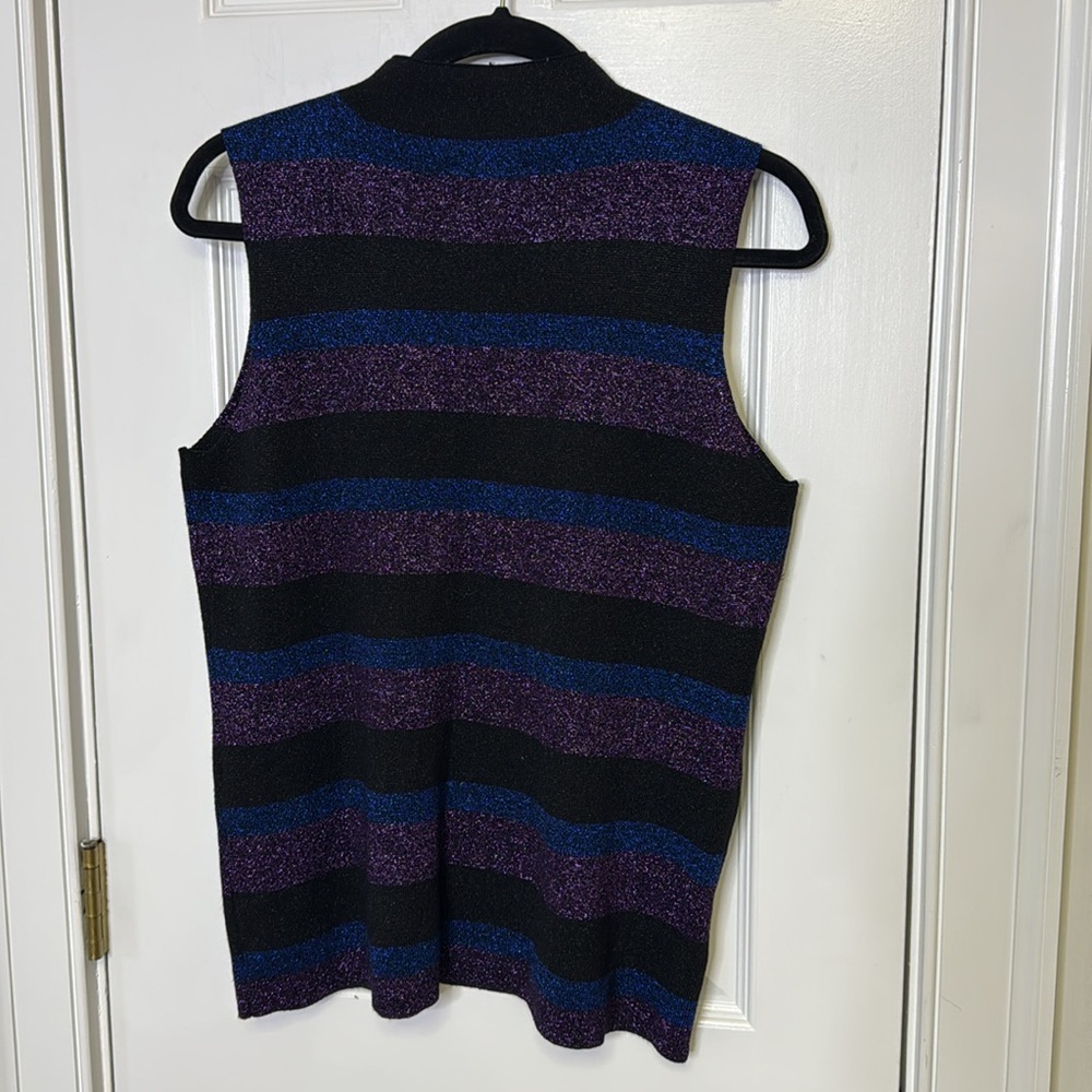 Black and Purple Sleeveless Tank Top with Stripes - Picture 7 of 7
